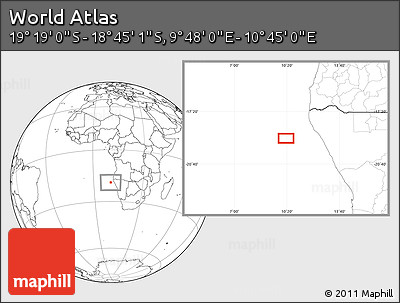 Blank Location Map of the Area around 19° 2' 1" S, 10° 16' 30" E