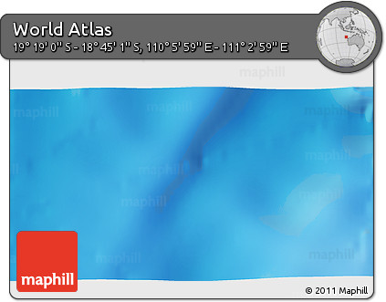 Physical 3D Map of the Area around 19° 2' 1" S, 110° 34' 29" E