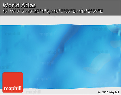 Physical 3D Map of the Area around 19° 2' 1" S, 110° 34' 29" E