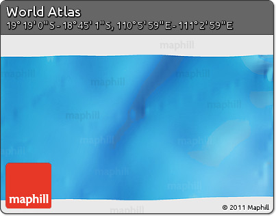 Physical 3D Map of the Area around 19° 2' 1" S, 110° 34' 29" E
