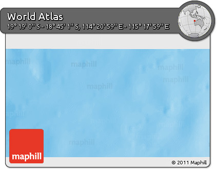 Physical 3D Map of the Area around 19° 2' 1" S, 114° 49' 29" E
