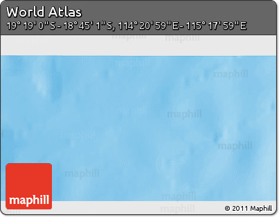 Physical 3D Map of the Area around 19° 2' 1" S, 114° 49' 29" E
