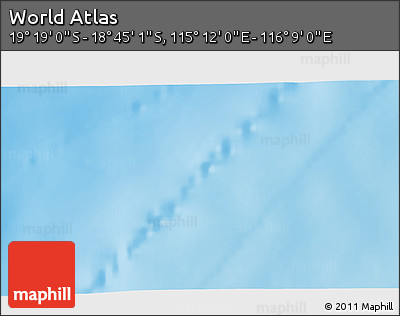 Physical 3D Map of the Area around 19° 2' 1" S, 115° 40' 30" E
