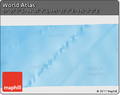 Physical 3D Map of the Area around 19° 2' 1" S, 115° 40' 30" E
