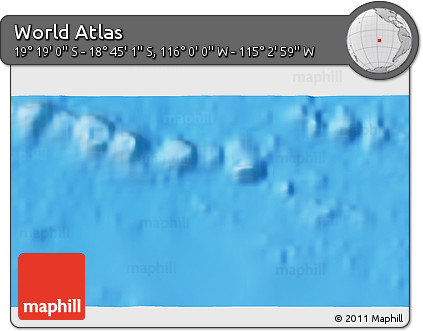 Physical 3D Map of the Area around 19° 2' 1" S, 115° 31' 30" W