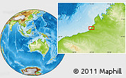 Physical Location Map of the area around 19° 2' 1" S, 121° 37' 30" E