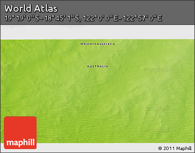 Physical 3D Map of the Area around 19° 2' 1" S, 122° 28' 29" E