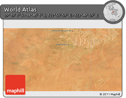 Satellite 3D Map of the Area around 19° 2' 1" S, 123° 19' 29" E
