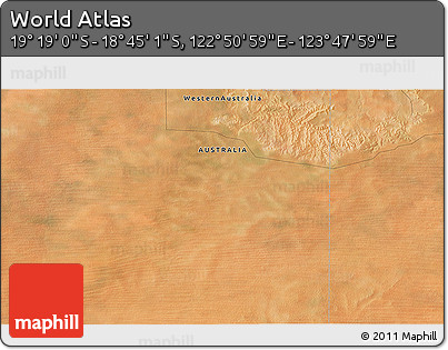 Satellite 3D Map of the Area around 19° 2' 1" S, 123° 19' 29" E