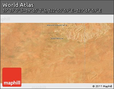 Satellite 3D Map of the Area around 19° 2' 1" S, 123° 19' 29" E