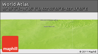Physical Panoramic Map of the Area around 19° 2' 1" S, 123° 19' 29" E