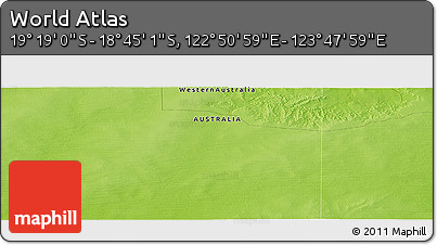 Physical Panoramic Map of the Area around 19° 2' 1" S, 123° 19' 29" E