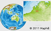 Physical Location Map of the area around 19° 2' 1" S, 124° 10' 30" E