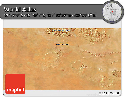 Satellite 3D Map of the Area around 19° 2' 1" S, 125° 1' 30" E
