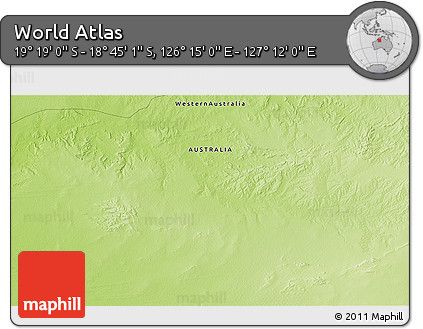 Physical 3D Map of the Area around 19° 2' 1" S, 126° 43' 29" E
