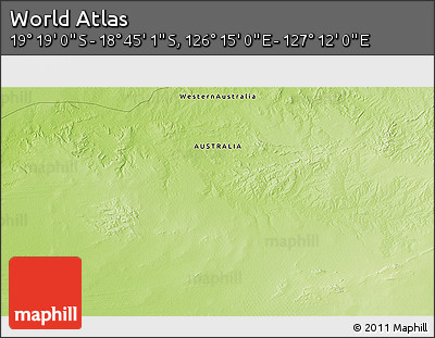 Physical 3D Map of the Area around 19° 2' 1" S, 126° 43' 29" E