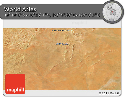 Satellite 3D Map of the Area around 19° 2' 1" S, 127° 34' 30" E