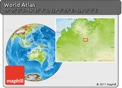 Physical Location Map of the Area around 19° 2' 1" S, 127° 34' 30" E