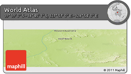 Physical Panoramic Map of the Area around 19° 2' 1" S, 128° 25' 30" E