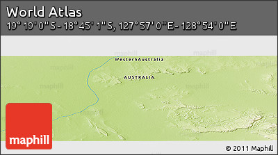 Physical Panoramic Map of the Area around 19° 2' 1" S, 128° 25' 30" E
