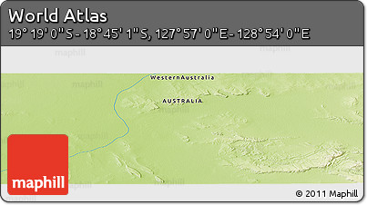 Physical Panoramic Map of the Area around 19° 2' 1" S, 128° 25' 30" E