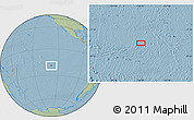 Savanna Style Location Map of the area around 19° 2' 1" S, 128° 16' 30" W, hill shading