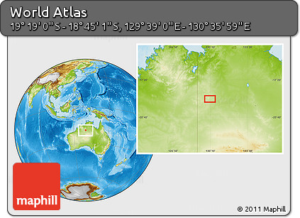 Physical Location Map of the Area around 19° 2' 1" S, 130° 7' 30" E