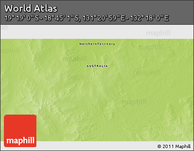 Physical 3D Map of the Area around 19° 2' 1" S, 131° 49' 29" E