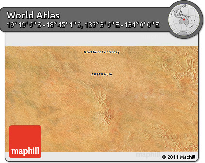 Satellite 3D Map of the Area around 19° 2' 1" S, 133° 31' 30" E