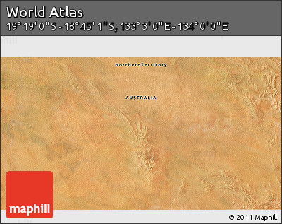 Satellite 3D Map of the Area around 19° 2' 1" S, 133° 31' 30" E