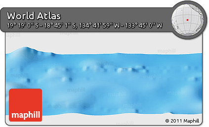 Physical Panoramic Map of the Area around 19° 2' 1" S, 134° 13' 29" W