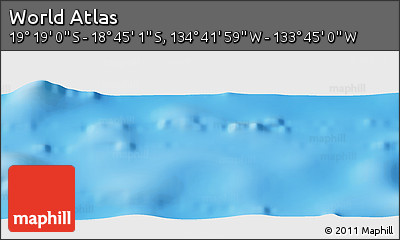 Physical Panoramic Map of the Area around 19° 2' 1" S, 134° 13' 29" W