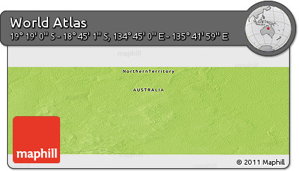 Physical Panoramic Map of the Area around 19° 2' 1" S, 135° 13' 29" E