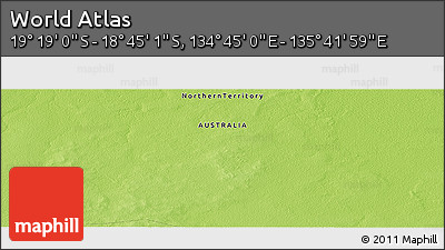 Physical Panoramic Map of the Area around 19° 2' 1" S, 135° 13' 29" E