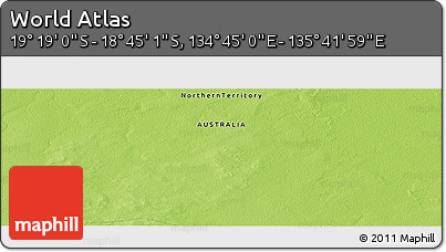 Physical Panoramic Map of the Area around 19° 2' 1" S, 135° 13' 29" E