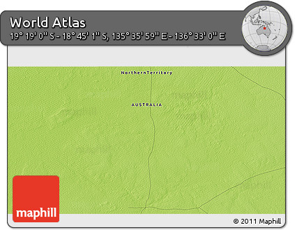 Physical 3D Map of the Area around 19° 2' 1" S, 136° 4' 29" E