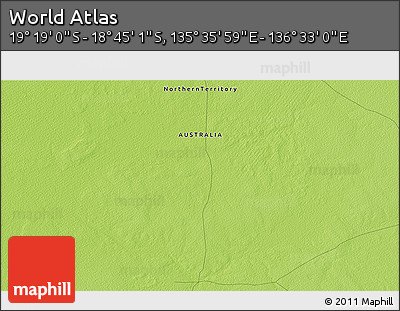 Physical 3D Map of the Area around 19° 2' 1" S, 136° 4' 29" E