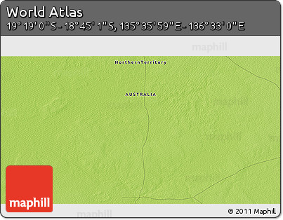 Physical 3D Map of the Area around 19° 2' 1" S, 136° 4' 29" E