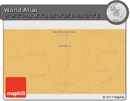 Political 3D Map of the Area around 19° 2' 1" S, 136° 4' 29" E