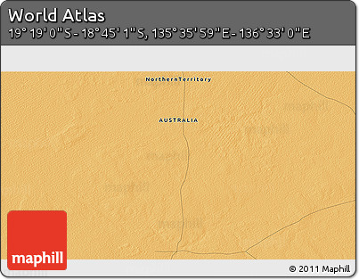 Political 3D Map of the Area around 19° 2' 1" S, 136° 4' 29" E