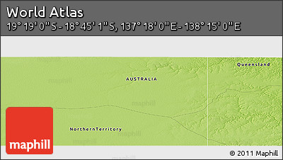 Physical Panoramic Map of the Area around 19° 2' 1" S, 137° 46' 30" E