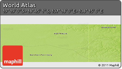 Physical Panoramic Map of the Area around 19° 2' 1" S, 137° 46' 30" E
