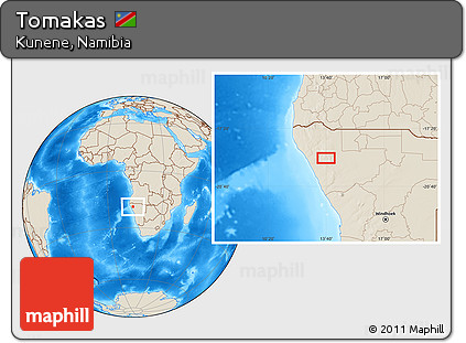 Shaded Relief Location Map of Tomakas