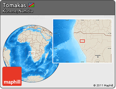 Shaded Relief Location Map of Tomakas