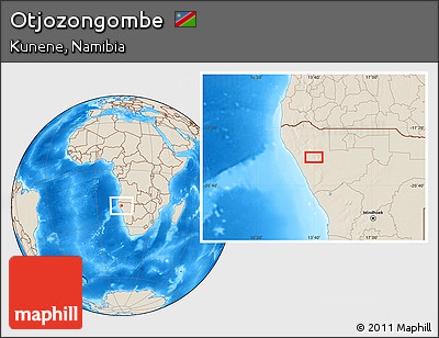 Shaded Relief Location Map of Otjozongombe