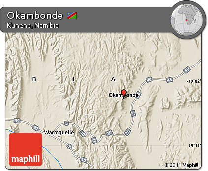 Shaded Relief Map of Okambonde