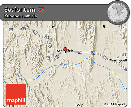 Shaded Relief Map of Sesfontein
