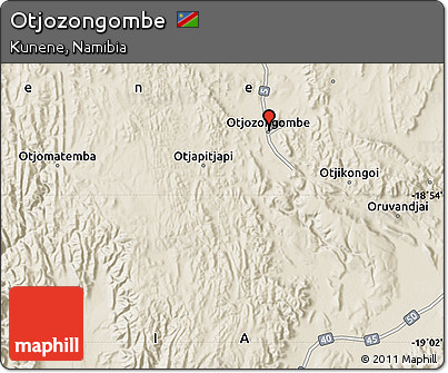 Shaded Relief Map of Otjozongombe