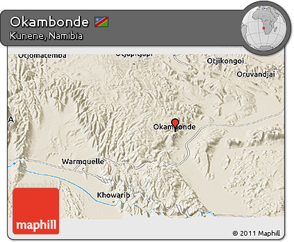 Shaded Relief Panoramic Map of Okambonde