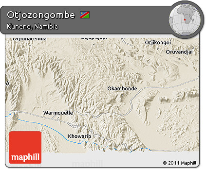Shaded Relief Panoramic Map of Otjozongombe